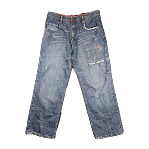 Vintage Pepe Jeans London Mens 40x33 Y2K 73 Embroidered Denim Vintage Streetwear
